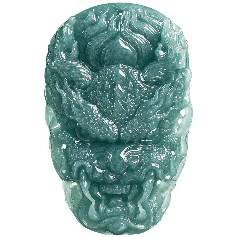 Blue Water Jade Dragon Pendant – A-Grade Jade Talisman for Protection & Authority