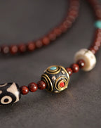 Handmade Lobular Purple Sandalwood Tibetan Dzi Beads Pendant