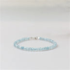 Aquamarine Bracelet Natural Crystal Sugar Cube Beads for Women