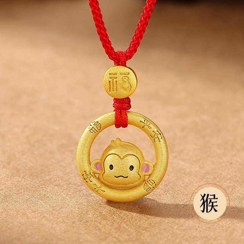 Year of the Horse Chinese Zodiac Red String Necklace – Handwoven Luck Amulet