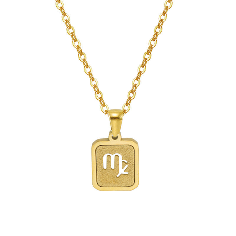 New Zodiac Sign Necklace – 12 Constellations Gold-Tone Titanium Steel Pendant
