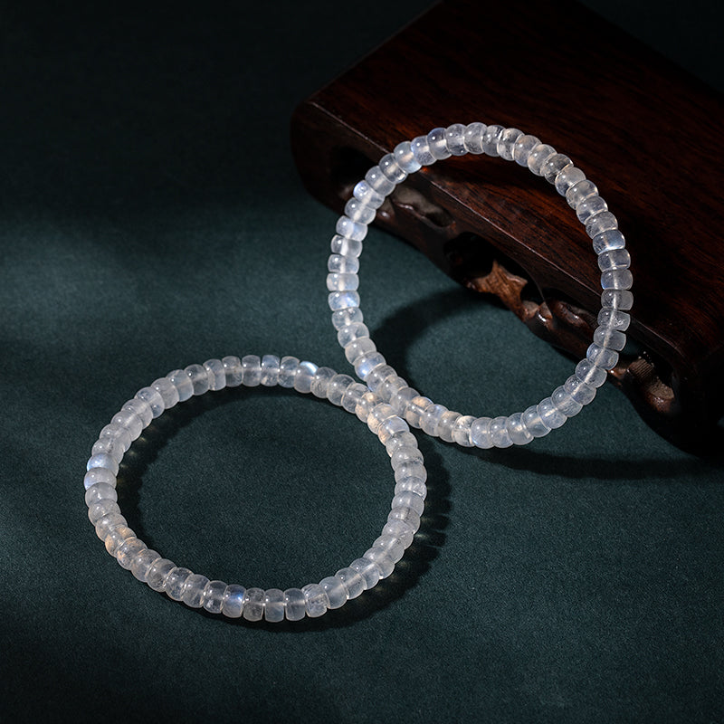 Natural Sri Lankan White Moonstone Straight-Cut Beaded Bracelet - Elegant Gift for Her