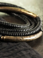Ebony Wood & Brass Protection Bracelet – Multi-Layer Beads for Strength & Stability