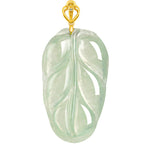 Natural Blue Water Jadeite Leaf Pendant with 18K Gold – A-Grade Jade, Elegant Symbol of Growth & Renewal