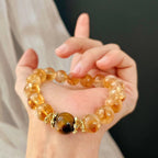 10MM Retro Natural Citrine Tiger's Eye Bracelet Handmade Beaded Bracelet Maillard Style