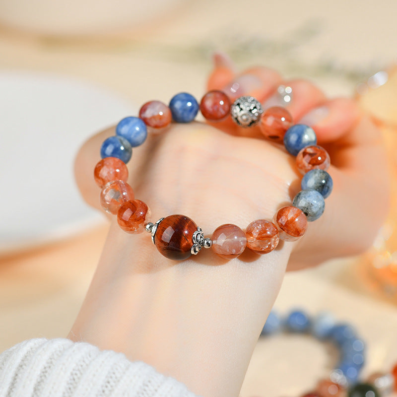Nezha 2 Series Bracelet – Kyanite, Dark Red Hematoid & Red Tiger’s Eye Bracelet for Couples