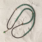 Green Bodhi Beads Bracelet with Ebony & Brass Spacers · Multi-Layer Spiritual Mala for Meditation & Mindfulness