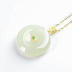 Natural Hetian White Jade Peace Circle Pendant-Symbol of Peace and Protection