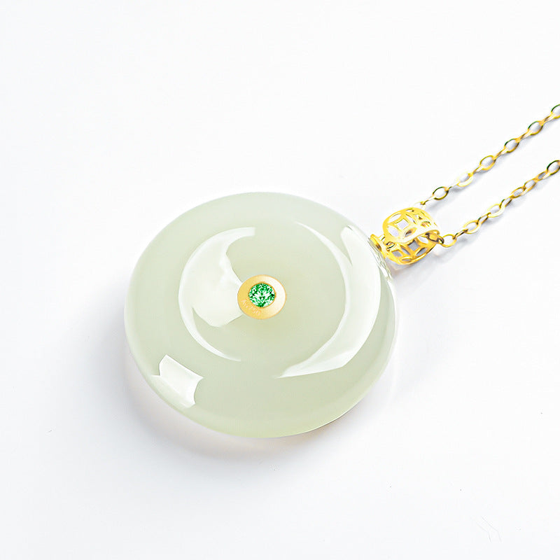 Natural Hetian White Jade Peace Circle Pendant-Symbol of Peace and Protection