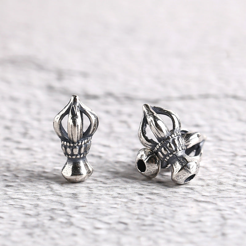 S925 Silver, Elephant Trunk God Vajra Pestle Pendant Disciple Bead Silver Pestle, Ending Bead Bracelet DIY Accessories