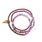 Vintage Multi-Layer Purple Phantom & Garnet Bracelet · Energy Wrap for Women