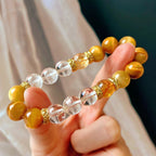 High Quality Natural Tiger's Eye Stone Bracelet Natural Citrine White Crystal Bracelet Handmade Bracelet