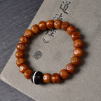 Natural Old Camel Bone Bracelet, Pure Hand-carved Dice Tibetan Bead Bracelet