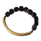 Obsidian & Brass Tibetan Vintage Couple Bracelet – Grounding & Protection