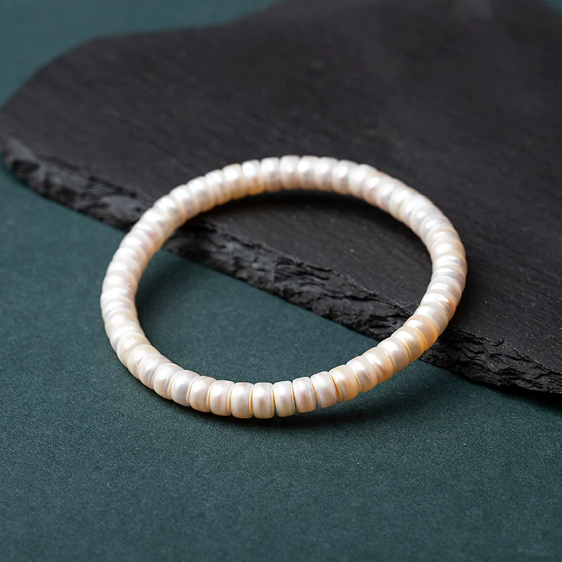 Natural Freshwater Pearl Straight-Cut & Tibetan Style Diagonal-Cut Bracelet – Elegant, Fashionable Women’s Jewelry