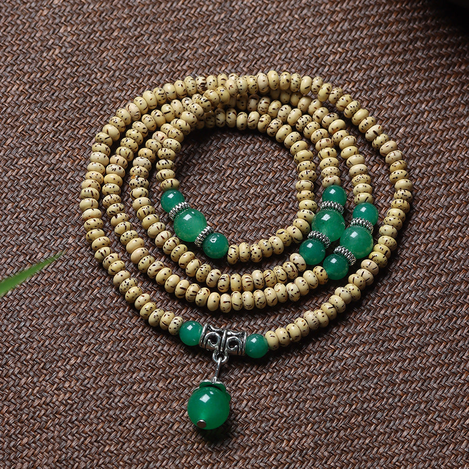 Mini Star and Moon Bodhi Bracelet with Green Agate Accent – 3×5mm