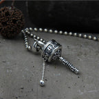 925 Sterling Silver Vajra Pendant with Six-Word Mantra Engraving
