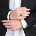 Natural A-Grade Blue Water Jadeite Pixiu Ring – S925 Silver, Adjustable Band, Unisex Fashion Ring