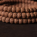 Natural Rudraksha Coiled Dragon Pattern 108 Mala Beads Prayer Beads