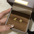 Women’s S925 Sterling Silver Asymmetric Wood Horse and Coin Stud Earrings – Year of the Horse
