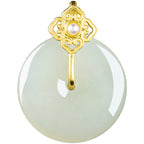 Natural Aged Hetian White Jade Peace Circle Pendant – Women’s Talisman of Safety & Harmony