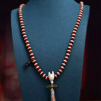Natural Red One-Line Dzi Beads 108 Beads Mala Necklace