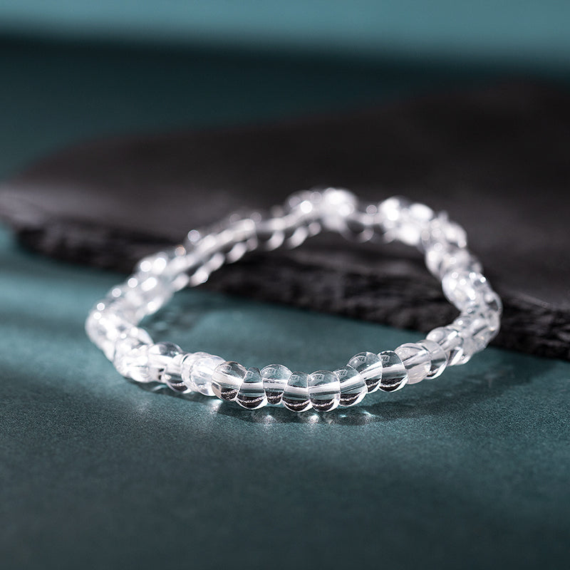 Tibetan Angled Cut Natural White Crystal, Pearl, Moonstone & Aquamarine Bracelet