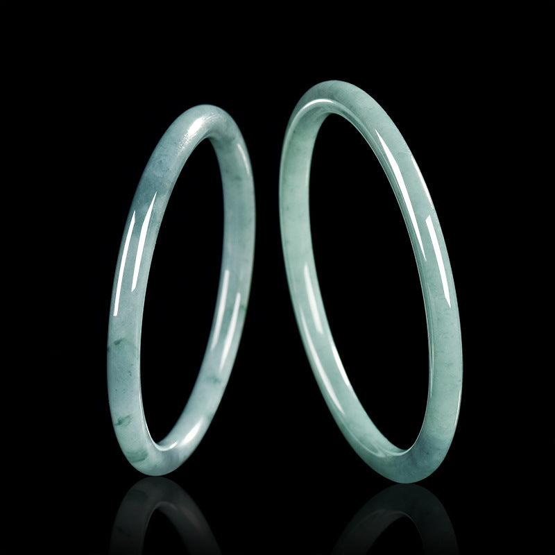 Natural Blue Water Jadeite Bangle for Women – A-Grade Jade, Elegant Round Bracelet