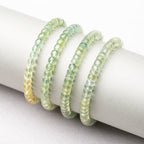 Natural Transparent Prehnite Bracelet Fresh Green Barrel Beads for Women