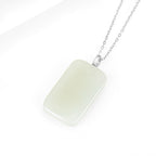 Natural Aged Hetian White Jade Wushi Plaque Pendant for Women