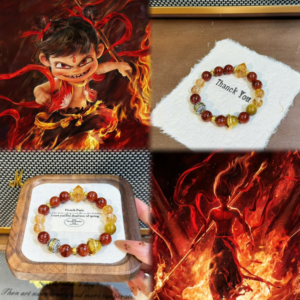 Nezha Energy Bracelet Citrine Crystal Tiger's Eye Dark Red Hematoid Bracelet