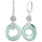 Natural A-Grade Blue Water Jadeite Hoop Earrings – S925 Silver, Ice-Type Jade, High-End Fashion for Women
