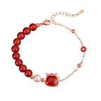 Women’s S925 Silver Cute Horse Jewelry Set – Red Agate Zodiac Horse Bracelet, Necklace, Earrings