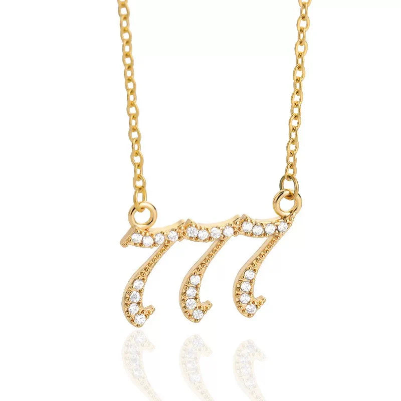 Angel Number Zircon Gold-Plated Necklace – Handmade & Radiantly Divine