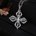 925 Sterling Silver Delicate Vajra Cross Necklace