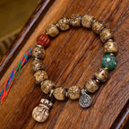 Tibetan Antique Silver Inlaid Camel Bone Bracelet – Handcrafted Tibetan-Style Beaded Bracelet