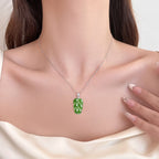 Natural Spinach Green Hetian Jade Leaf Necklace, Unisex Design, 925 Sterling Silver Setting