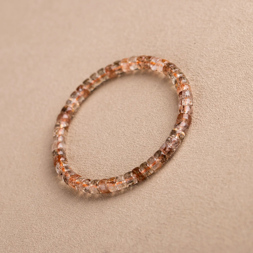 Natural Black Gold Super Seven Quartz Straight-Cut Thin Slice Bracelet