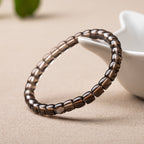 Natural Smoky Quartz Barrel Bead Bracelet - Simple Unisex Single Strand