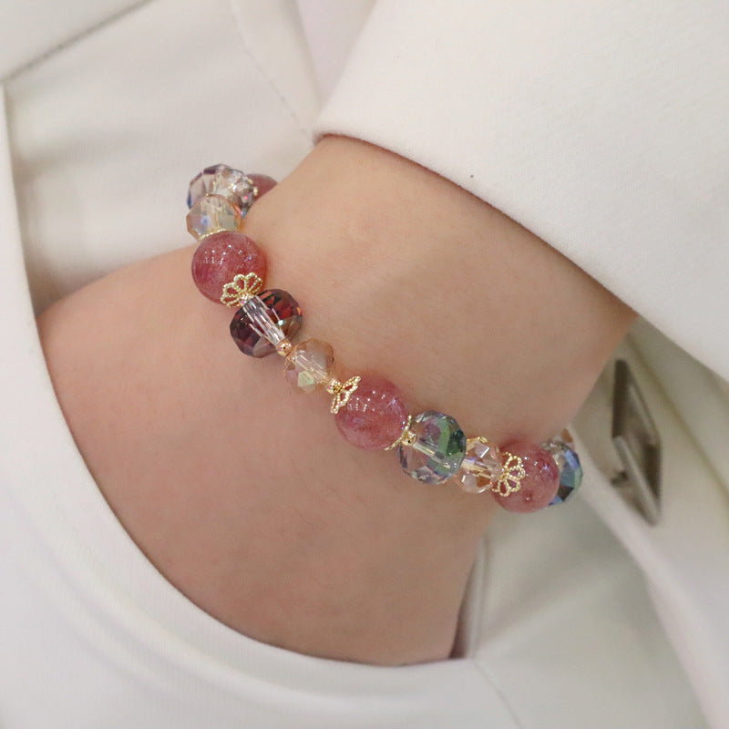New Strawberry Crystal Bracelet Colored Beaded Bracelet