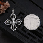 925 Sterling Silver Delicate Vajra Cross Necklace