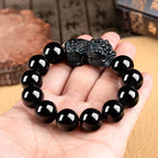 Natural A-Grade Black Jadeite Pixiu Bracelet for Men and Women
