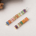 Natural Crystal Straight-Cut Rainbow Spacer Beads Bracelet with S925 Silver Gold-Plated Spacer