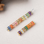 Natural Crystal Straight-Cut Rainbow Spacer Beads Bracelet with S925 Silver Gold-Plated Spacer