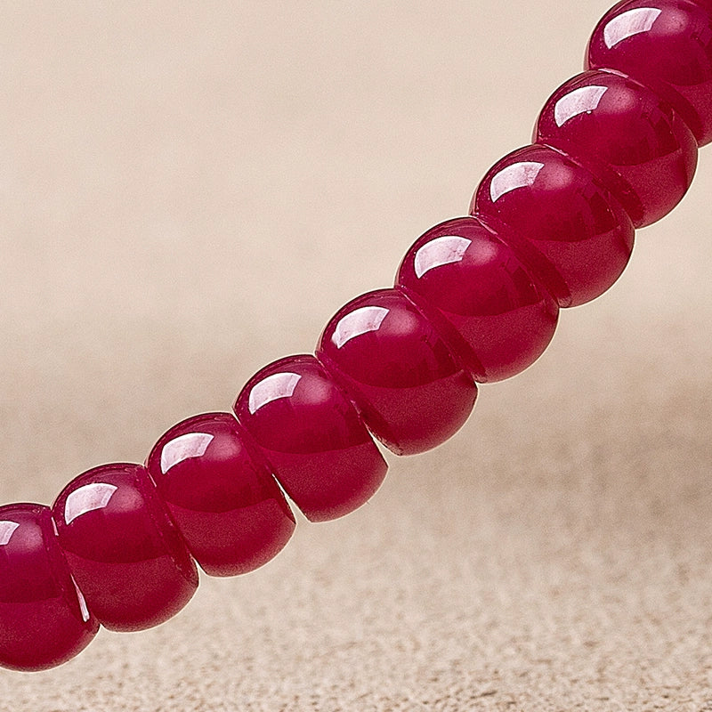 Natural Ruby Straight-Cut Thin Slice Bracelet