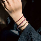 Vintage Multi-Layer Purple Phantom & Garnet Bracelet · Energy Wrap for Women