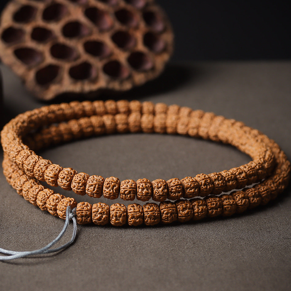 Tibetan Style Little Rudraksha 108 Mala Beads Bracelet
