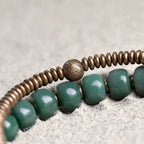 Double-Layer Bodhi Beads& Brass Bracelet Calming Stress-Relief Stack for Women