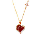S925 Sterling Silver Year of the Horse Jewelry – Heart-shaped Diamond-Embedded Necklace, Bracelet, and Earrings