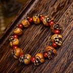 Tibetan Camel Bone Handcrafted Skulls Bracelet  – Unique Tibetan-Style Skull Bead Bracelet